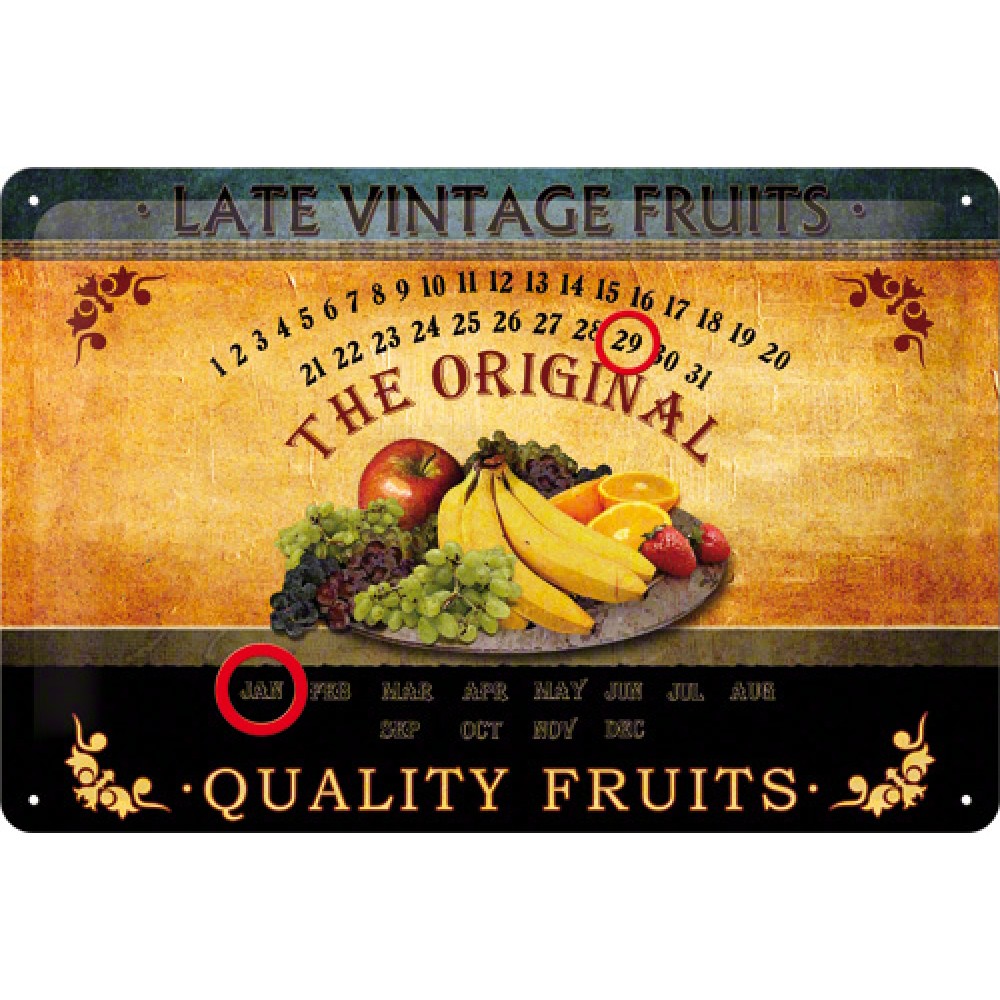 Calendar metalic - Late Vintage Fruits 20x30 cm